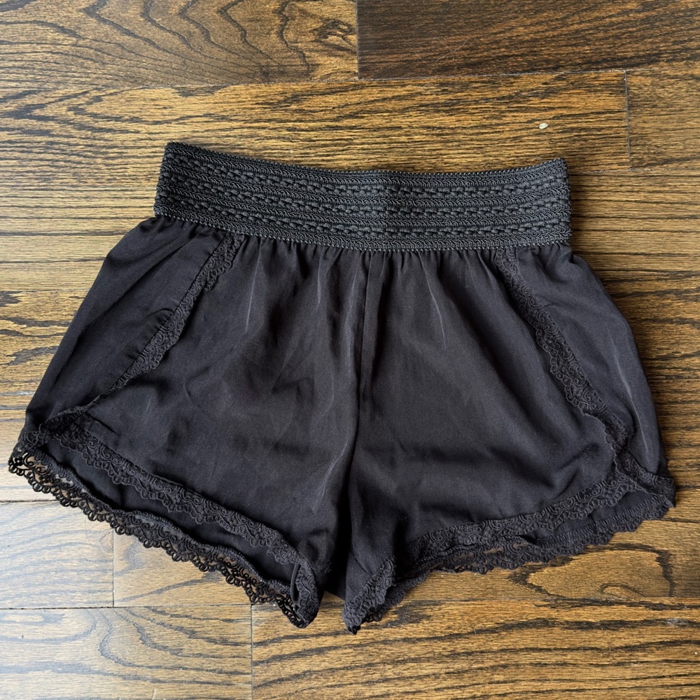 Black Lace Trim Shorts